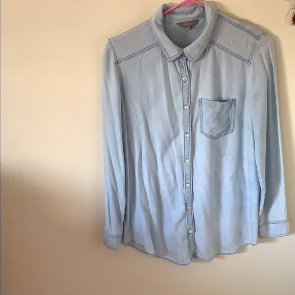Long sleeved button down collared shirt